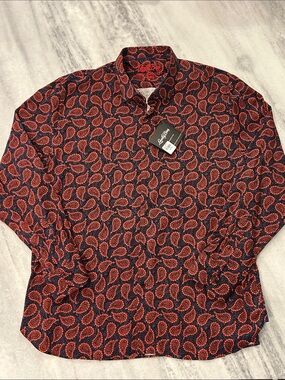 NWT Lansky Bros Paisley Park Button Up Shirt sz 3XL Purple Orange Paisley
